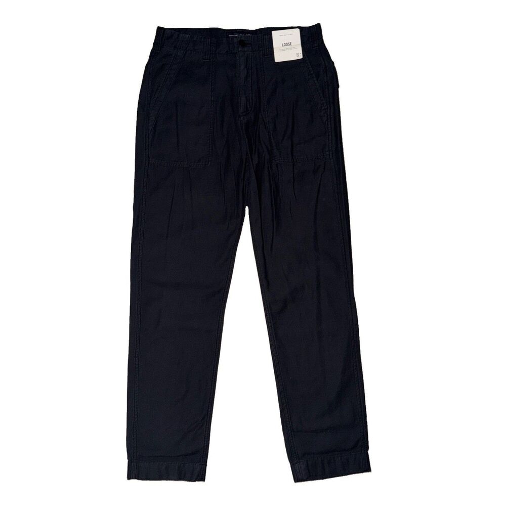 NWT Abercrombie & Fitch Mens Pants Carpenter WorkwearLoose Fit Black Size 32x34